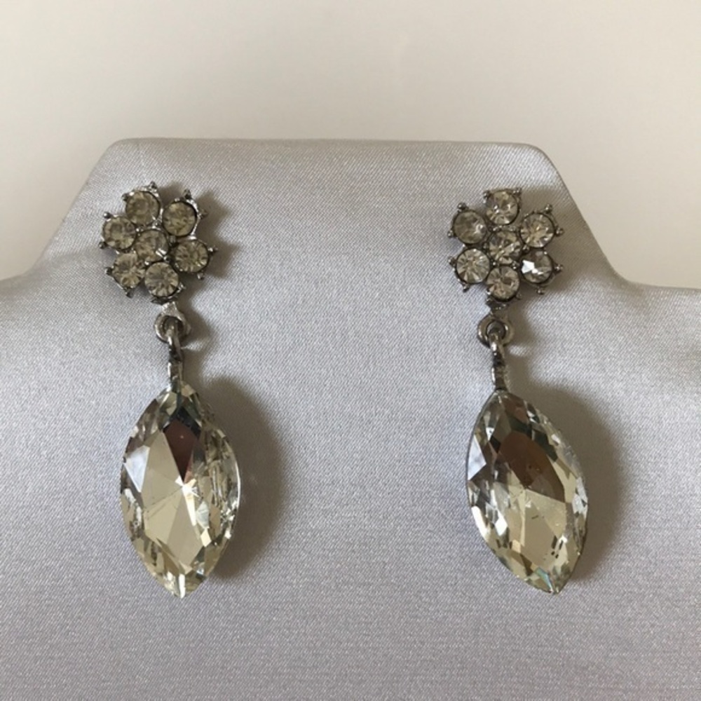 New silver tone chandelier earrings with crystals